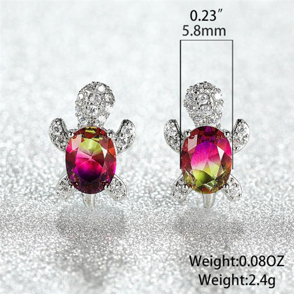 Blå Lila Oval Gradient Zirkon Regnbågssten Sköldpadda Stud Örhänge