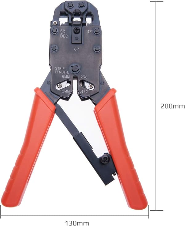 Krympeverktøy Wire Crimper Ratchet Kabelkutter for 4P, 6P, 8P /