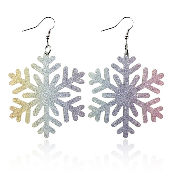 Frostad Glitter Fint Pulver Gradient Snöflinga Läderörhänge