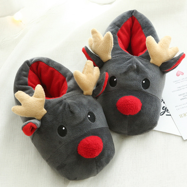 Super soft velvet Christmas elk shoes in autumn and winter cut