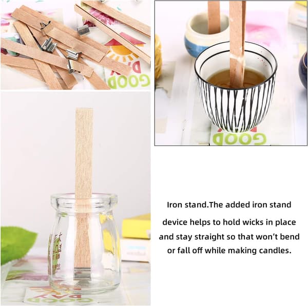 Trefylt for stearinlys med jernholder for DIY-håndverk DXGHC