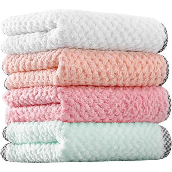 4 stykker bomullsoppvaskhåndklær til kjøkken, 30 cm x 30 cm, supermyk
