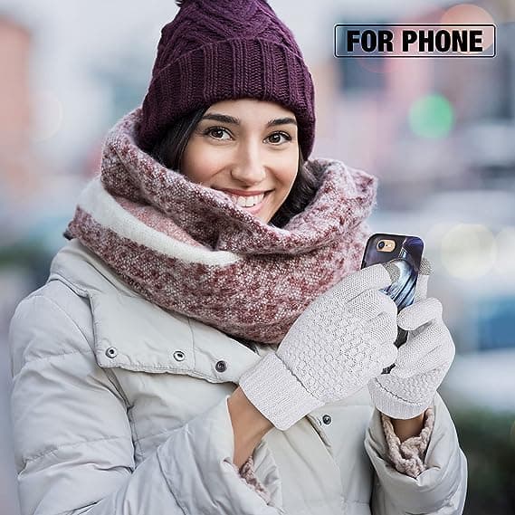 2 Par Dame Vinter Touchscreen Handsker Varme Fleeceforet Strik