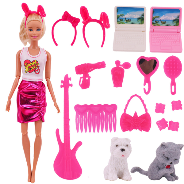 55 Barbie docka tillbehör skor resväska ryggsäck dockhus päls