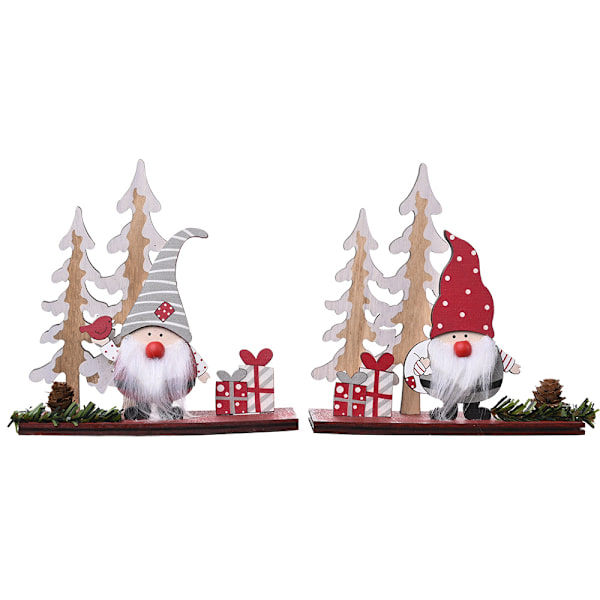 2 stykker julepynt Træ fyrretræ dobbelt træ skov