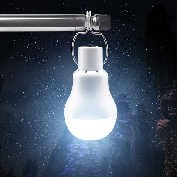 Solcelled LED Pære - Bærbar Sollampe med Solpanel