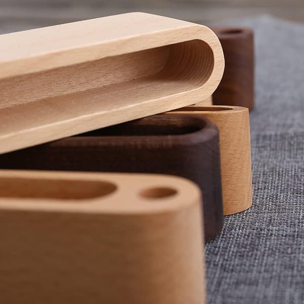 Træ Visitkort Holder, 2 Styk Kort Display Stativ med Pen