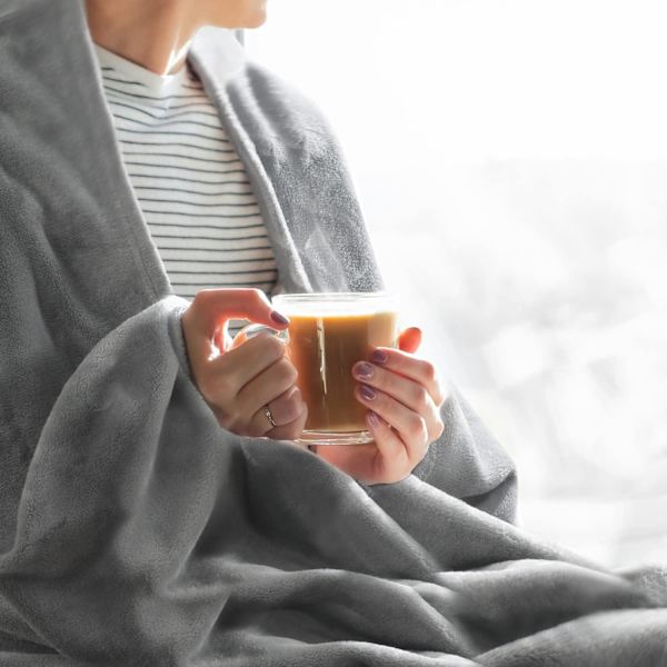 Fleece-tæpper Dobbelt Størrelse Grå 59\"x78\" Kasttæpper til Sofa &
