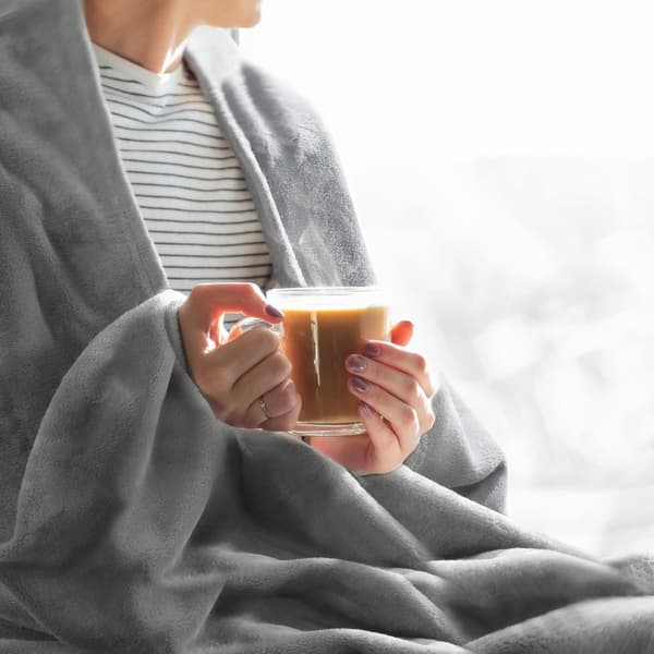 Fleece-teppe Twin Størrelse Grå 59\"x78\" Kastteppe for Sofa &