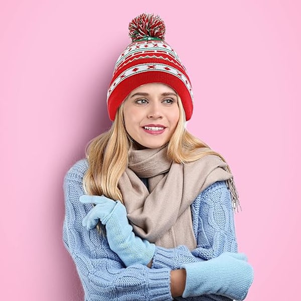 Unisex Julehat Vinter Strikket Hæklet Beanie Julemandshue Til