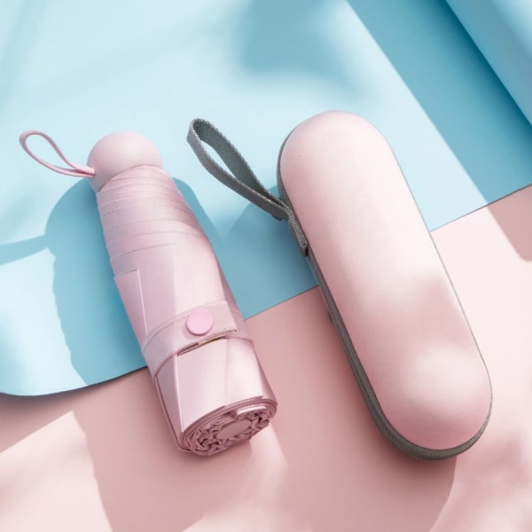 Fällbart Reseparasoll, 8 Rib Mini Parasoll Liten UV-skydd