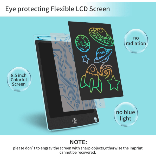 Fargerik LCD Skrivetavle, 8,5 Tommer Tegnebrett Grafikk DXGHC