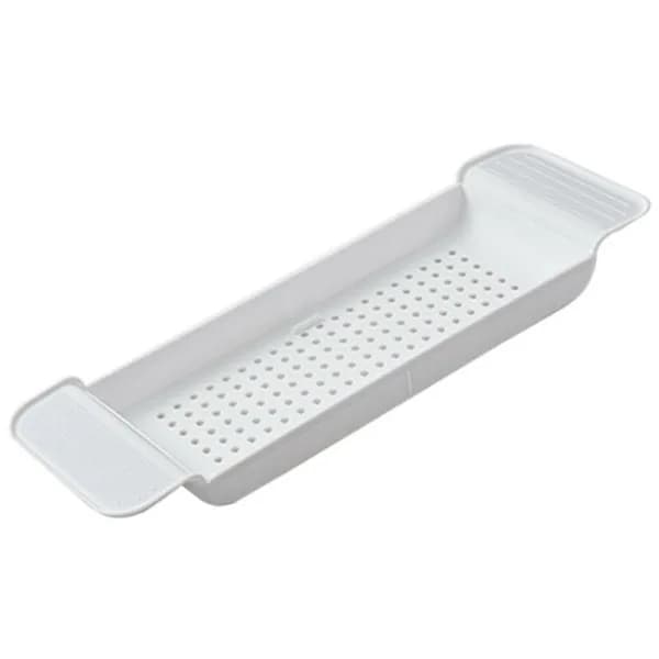 Badkarshylla, stabil placering, expanderbart plastmaterial, dräneringsdesign, badkarsbord för badrum (v,ta