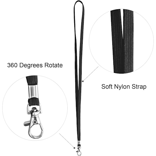 Badgeholder-Snorebånd, 50 stk. 45 cm Sort Snorebånd f DXGHC