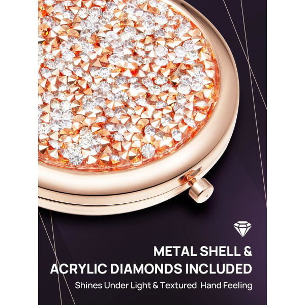 Kompakti peili, Mini Mix Diamond 1X/2X suurentava pyöreä metalli Poc