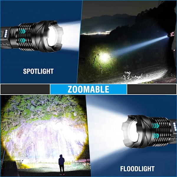 A76 Ultra Kraftful LED Lommelygte 20000 Lmens USB Genopladelig Flashli