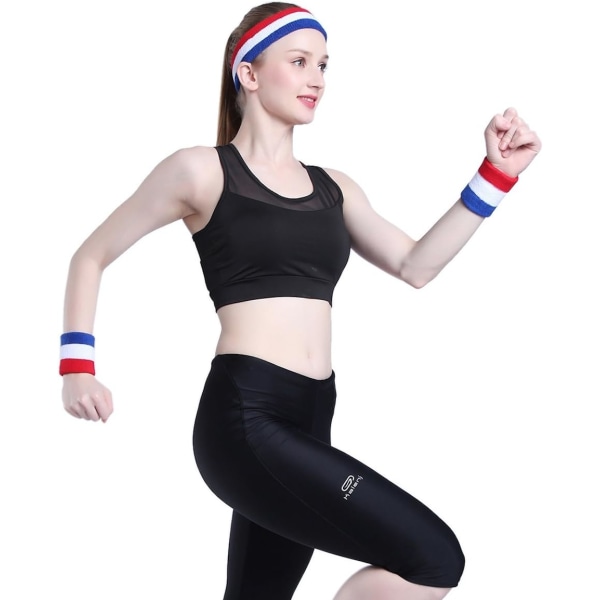 3-delt Svedbåndssæt, Inkluderer Sports Pandebånd og Håndledsband DXGHC