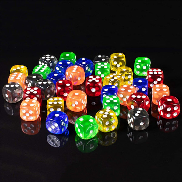 45 Farvede Terninger, 6-Sided Terninger til Brætspil, 16mm Bulk D