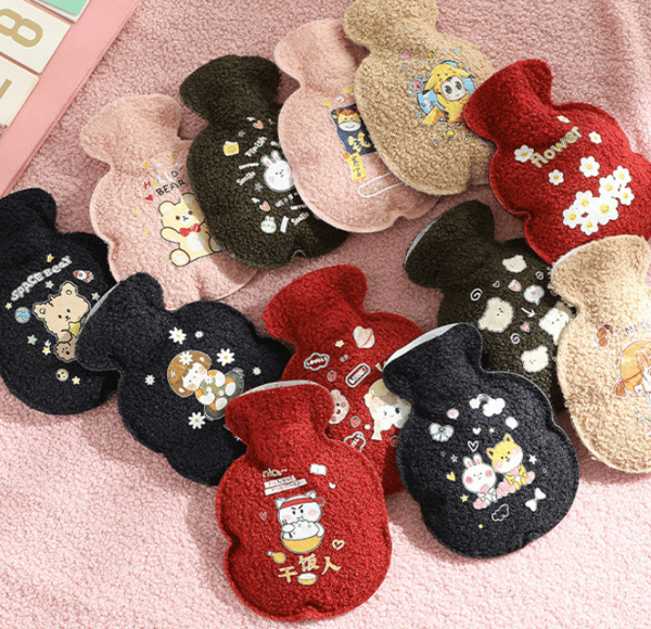 5 kpl piirretty teddy-sametti kuumavesipullo täyttövedellä
