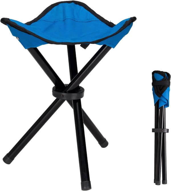 3-benet Canvas Foldbar Bærbar Tripod Stol til Vandreture, Camping,