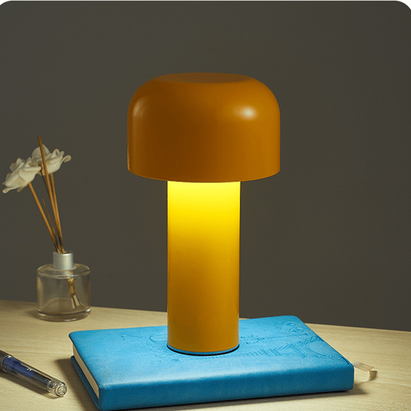 Bærbar trådløs berøringsladbare skrivebordslampe USB, gul