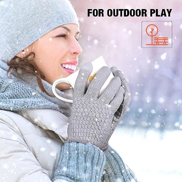 2 Par Dame Vinter Touchscreen Handsker Varme Fleeceforet Strik