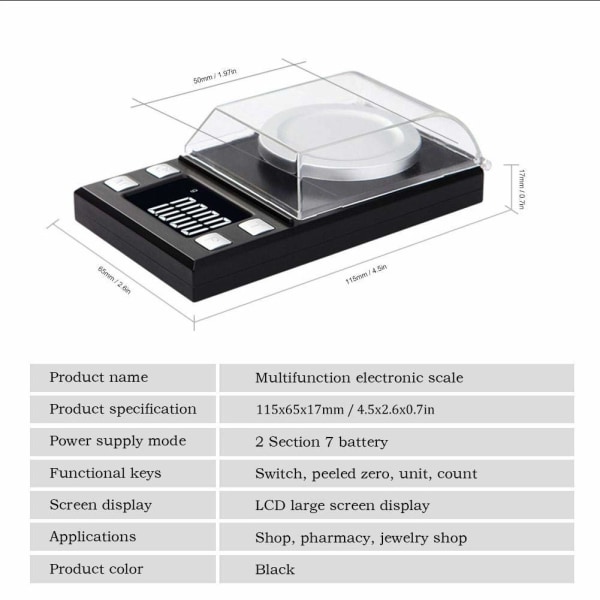 (20g/0.001g) Digital Elektronisk Vågskala 0.001G Hög Precision Bärbar