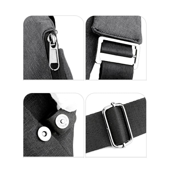Varkaudenestolaukku, crossbody-olkalaukku matkustamiseen naisille ja miehille, moniosainen säädettävä olkahihna, 6