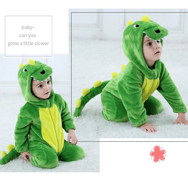Vårens nye flanell tynn dinosaur enkellags romper jumpsuit