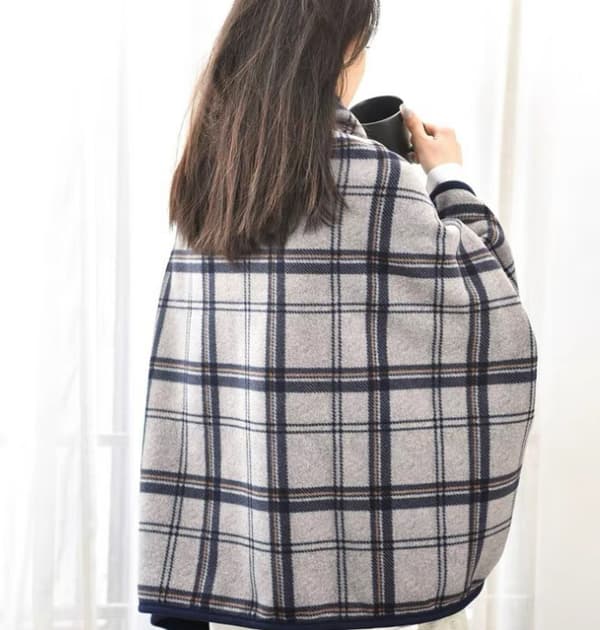 Polarfleece-teppe med hette, dobbeltlags tykkelse