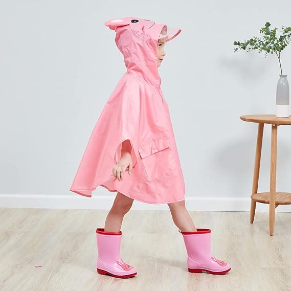 Lett Regnjakke for Småbarn, Bat Poncho/Kappe med Hetter 4-7 År