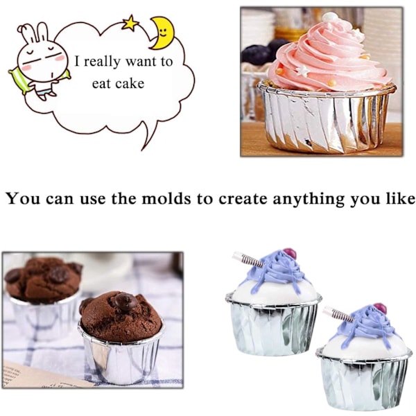 50 stk. Aluminiumfolie Bagekopper, Cupcakeforme, Mini Cupcake