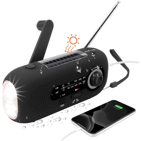 （The Black） Solar Portable Radio, Dynamo Radio, Solar Radio med SOS