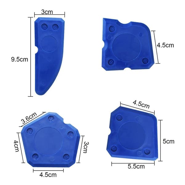 9-delt sysett, glasslimsskrape, plastskape, lim
