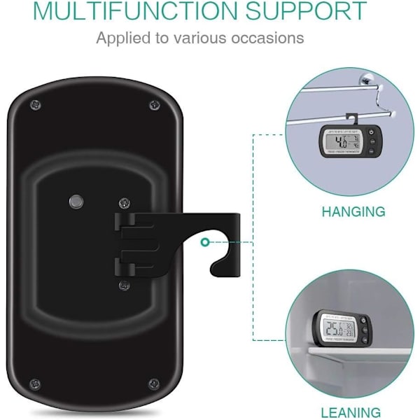 （Sort）Digital Køleskabs Termometer, Vandafvisende Fryser Termometer