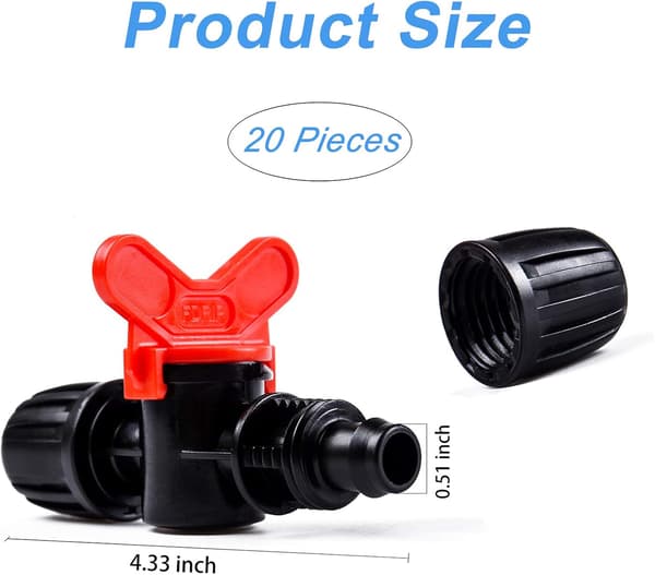20-pack 16 mm PE Droppspridare med Barb Låskoppling - Slår På/