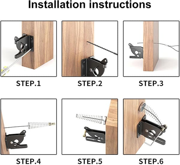 Trädgårdsgrindslås, Automatisk Gravity Latch - Fjäderjärnsgrindslås