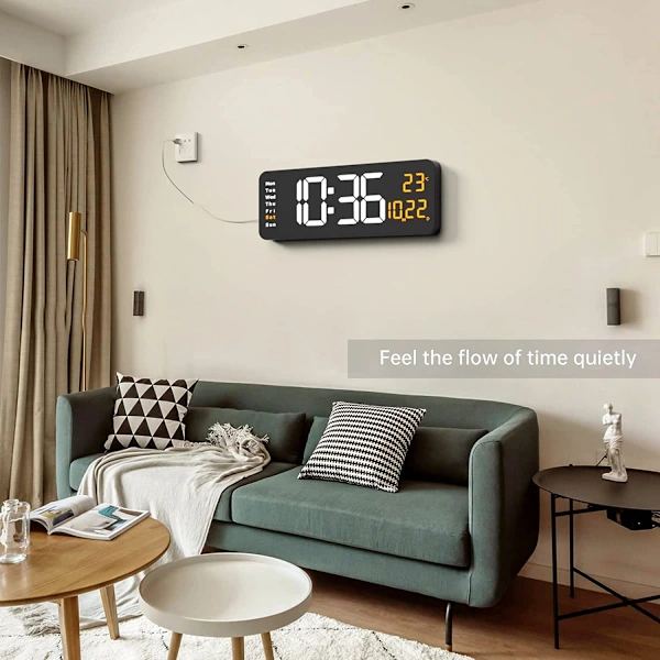 Digital väggklocka, 16\" stor digital väggklocka med LED