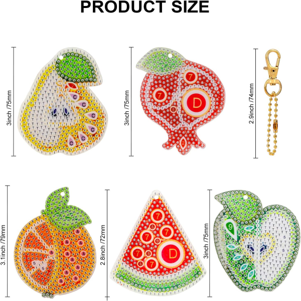 Diamond Painting Keychains Kit för barn och vuxna, 5 Pack Frui DXGHC
