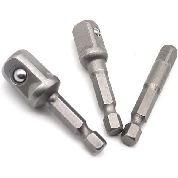 3-pack Universal Hex-hylsadapter 1/2\", 1/4\", 3/8\", Justerbar