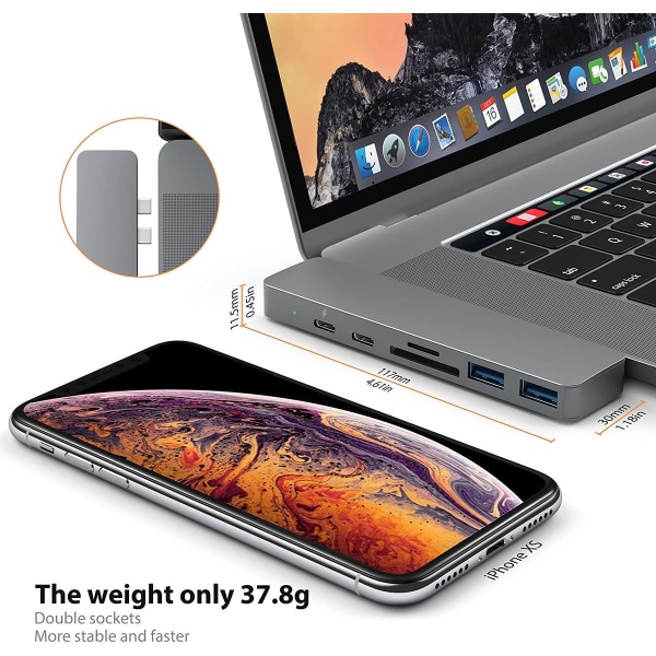 USB-C for Macbook Pro/Air 13\" 15\" 16\", 7 i 1 USB-C til HDMI 4K Adapter
