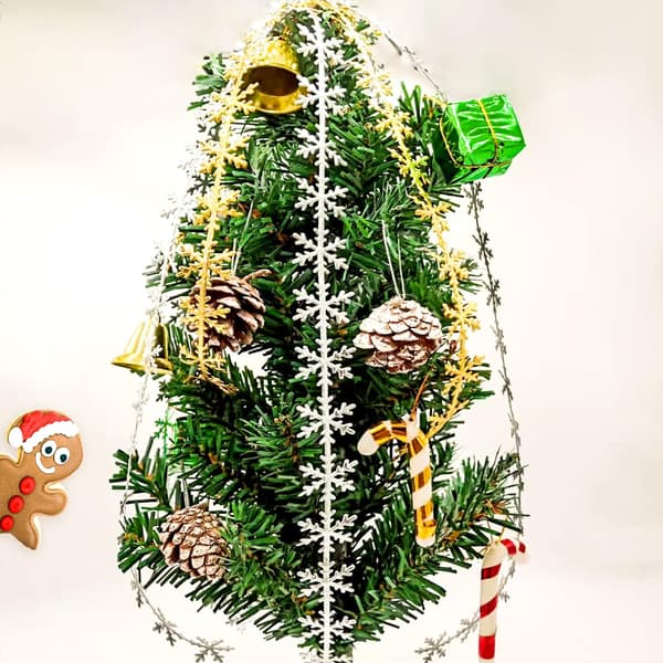 2 Snefnug Bånd med Blonder og Paljetter, Julepynt