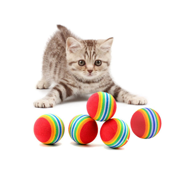 5 ST regnbågsboll husdjur katt leksaksboll EVA sju färg boll valp