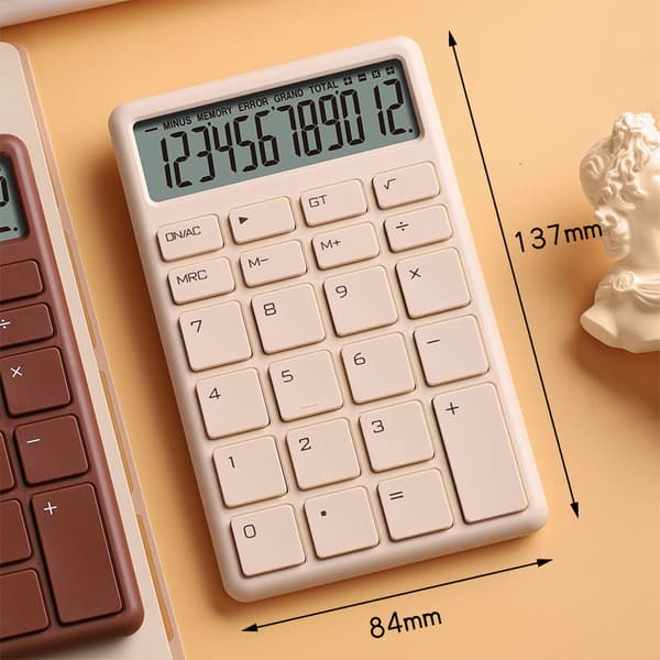 Tasku- ja pöytälaskin beige, kirkas LCD-näyttö, kaksoisvirta H