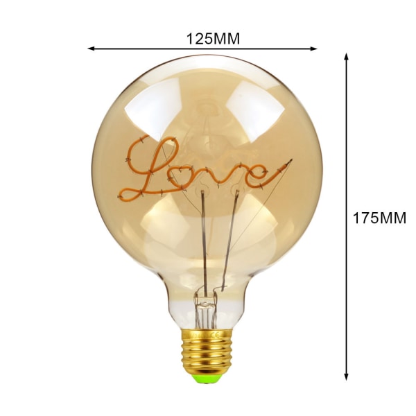 Edison-pære bokstavlampe G125 bordlampe pære LED glødetråd lampe mo