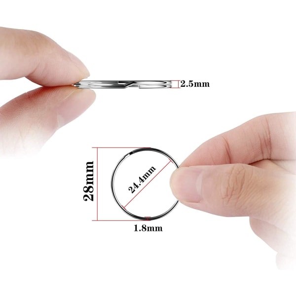 50-pack 28 mm Nickelförgyllda Ringar med Runda Silverstålkanter