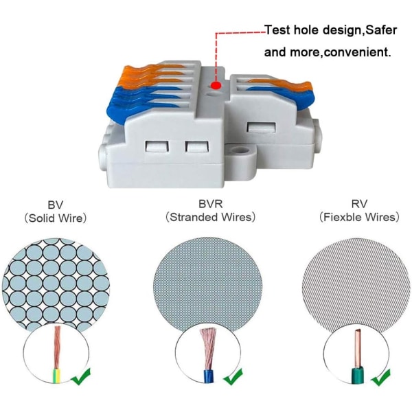 Lever-Nut Trådkopplingar, 2 in 6 ut 8 Port Ledare Kompakt Wi