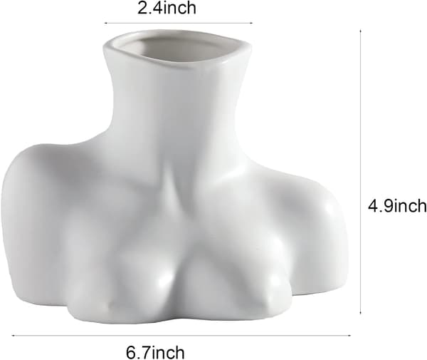 Blomvas, Kroppsformad Blomvas, Svart Blank Keramikvas, Han