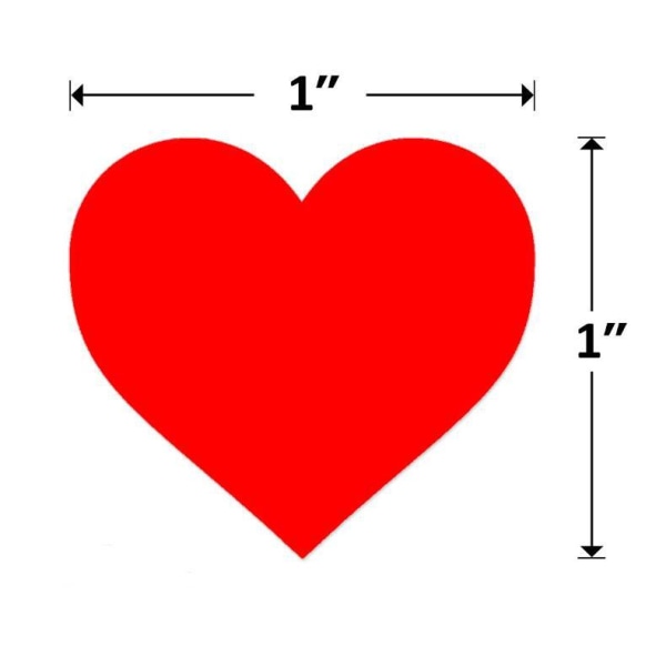 Punainen sydämen muotoinen 1 tuuman rulla-rulla-tarra tunnistelu luokka
