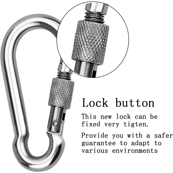 2 stk. 304 Rustfrit Stål Snap Hook, Rustfrit Stål Skrue Sna